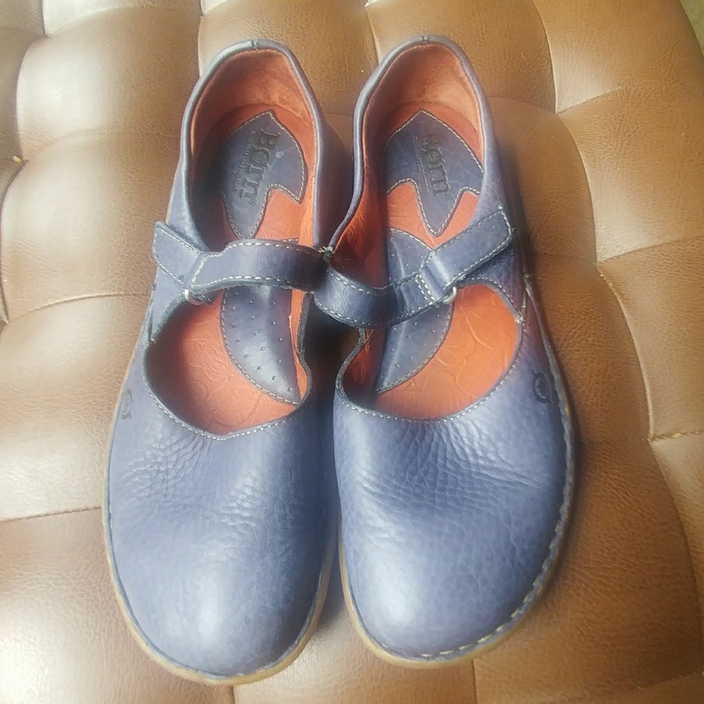 Born leather blue slip on size 7 shoes